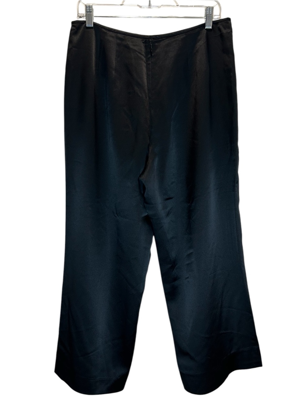 Talbots Black Silk Wide Leg Pants, Fully Lined, Flat Front, Shimmery - 12 Petite